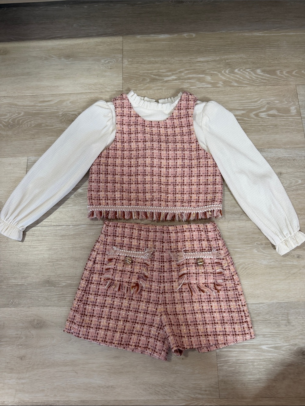 Abel and Lula Pink Tweed Set